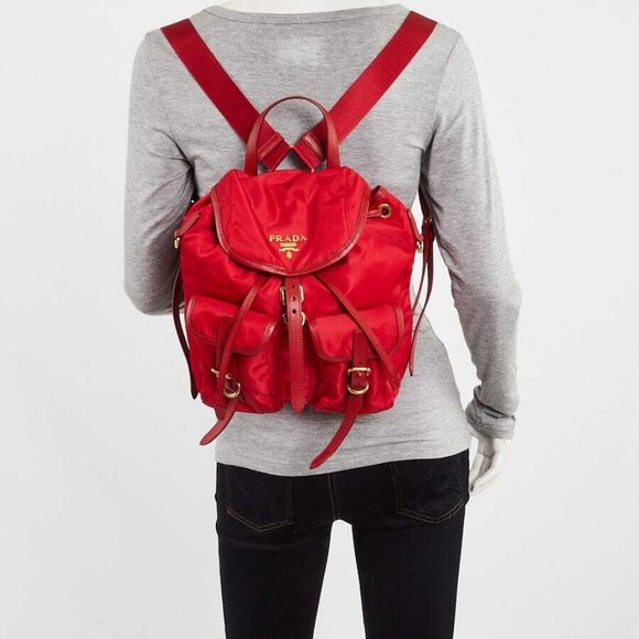 Prada Rosso Re-Nylon Small Backpack Bag - 1BZ677 - Picture 4 of 12